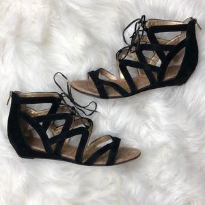 Sam Edelman Black Lace Up Ankle Sandals EUC